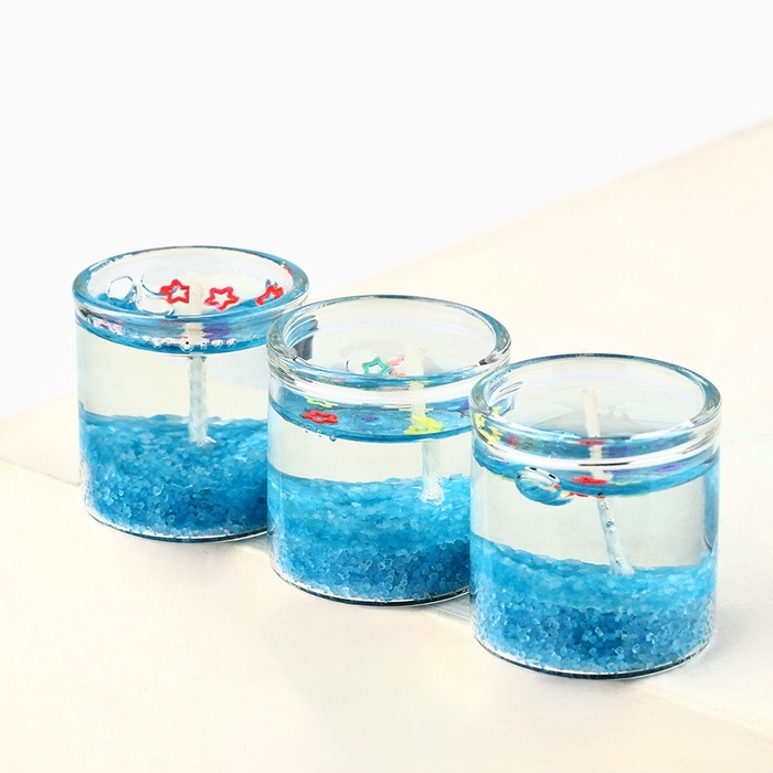 Набор гелевых свечей новогодние &laquo;Счастливого Нового года и Рождества&raquo; на Новый год, 3 шт, 2,5 х 2,5 см