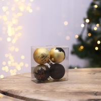 Шары ёлочные новогодние &laquo;Новогодних чудес&raquo;, на Новый год, пластик, d=6, 4 шт., цвет черное золотой