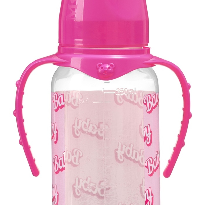 Бутылочка для кормления Baby, классическое горло, от 0 мес, 250 мл., цилиндр, с ручками