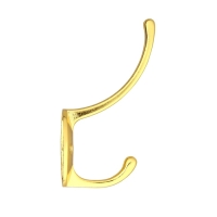 Крючок мебельный ТУНДРА TKD012, двухрожковый, золото