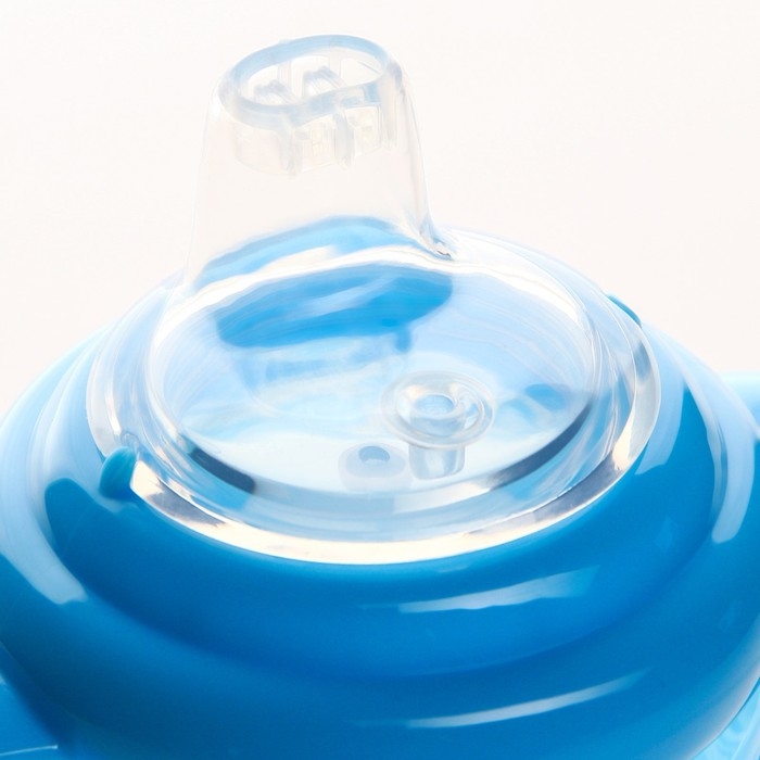 Поильник - непроливайка детский с мягким носиком, 240 мл., с ручками, цвет голубой