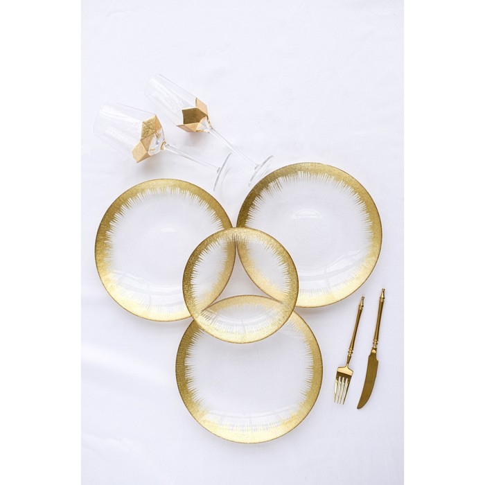 Тарелка стеклянная &laquo;Бурлеск&raquo;, d=27 см, цвет золотой