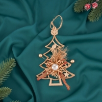 Украшение ёлочное "Ёлочка с цветком" 16х10 см, золото Украшение ёлочное "Ёлочка с цветком" 16х10 см, золото