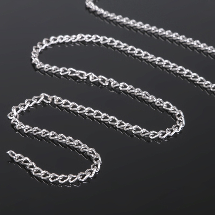 Цепочка без карабина L=50 см 4,6&times;3&times;0,8 мм, (набор 5 шт.) СМ-1319, цвет серебро