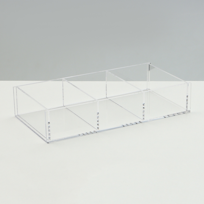 Подставка для презентации, 3 ячейки, 20,3&times;10,2&times;3,8 см, оргстекло 2 мм, В ЗАЩИТНОЙ ПЛЁНКЕ