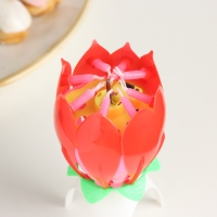 Свеча для торта музыкальная "Тюльпан", красная, 12&times;5 см