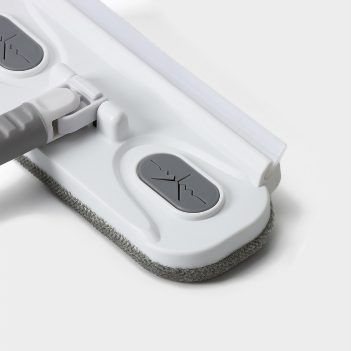 Щётка для окон Raccoon, телескопическая нержавеющая ручка 77(123) см, силиконовый сгон 22 см, велюровая насадка 22&times;7 см, цвет МИКС