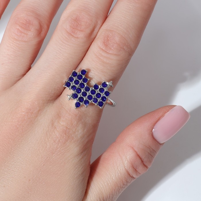 Кольцо «Сердце» пиксели, цвет синий в серебре, безразмерное Кольцо «Сердце» пиксели, цвет синий в серебре, безразмерное