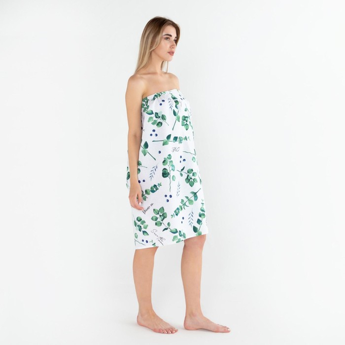 Полотенце для бани &laquo;Эвкалипт&raquo; женское парео, 80х150&plusmn;4 см, 100% хлопок, ваф. полотно, 160 гр/м2