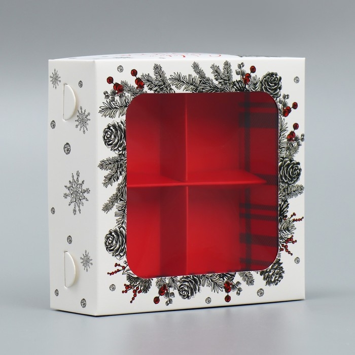 Коробка под 4 конфеты &laquo;С Новым годом!&raquo;, белочка, 10.5 х 10.5 х 3.5 см, Новый год