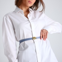 Ремень женский, ширина 1.4 см, пряжка металл, цвет серо-голубой