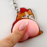 Брелок новогодний, для ключей, мялка &laquo;Кот - Новый год&raquo; 4,8 х 11,4 см