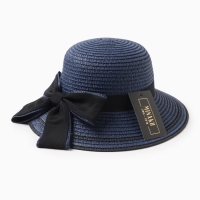 Шляпа для девочки MINAKU "Модница", цвет синий, р-р 52 Шляпа для девочки MINAKU "Модница", цвет синий, р-р 52