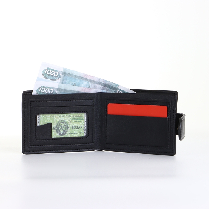 Портмоне мужское на кнопке, цвет чёрный Портмоне мужское на кнопке, цвет чёрный