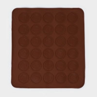 Коврик для выпечки макаронс Доляна &laquo;Ронд&raquo;, силикон, 27&times;24,5 см, цвет коричневый