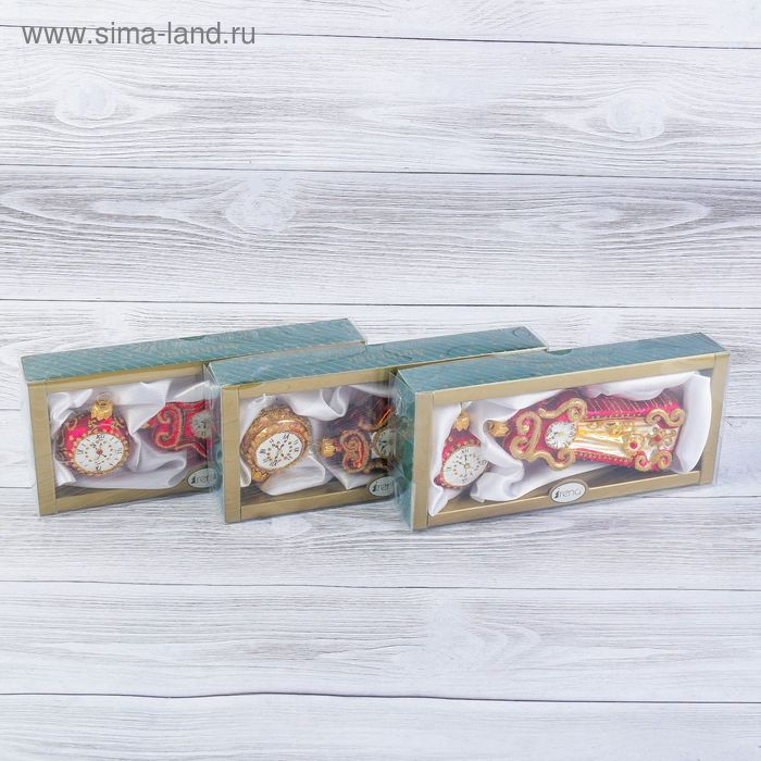 Набор ёлочных игрушек "Часы"   13*5 см  микс