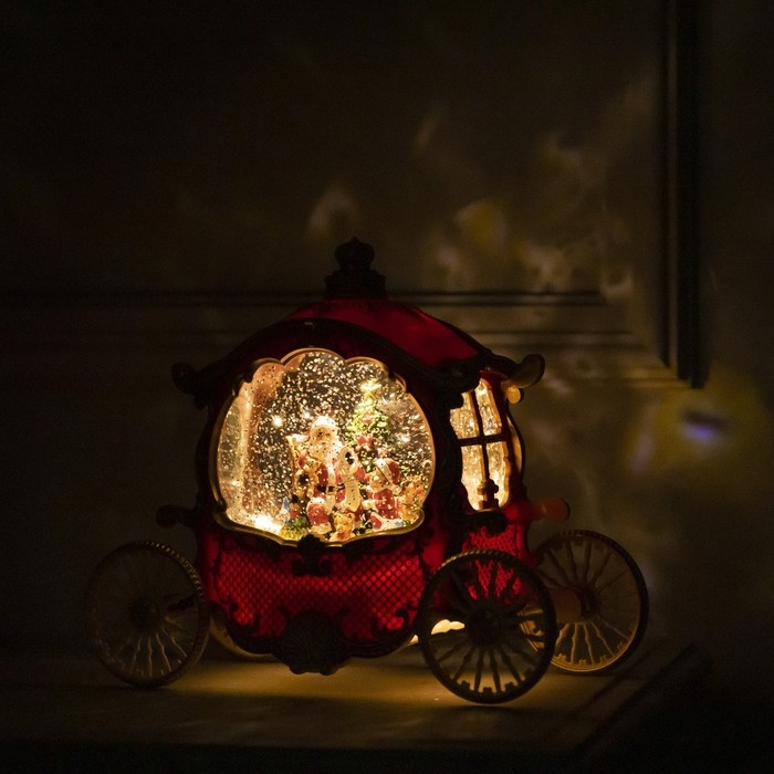 Светодиодная фигура «Карета с подарками» 26 × 23 × 11 см, пластик, батарейки ААх3 (не в комплекте), USB, свечение тёплое белое Светодиодная фигура «Карета с подарками» 26 × 23 × 11 см, пластик, батарейки ААх3 (не в комплекте), USB, свечение тёплое белое