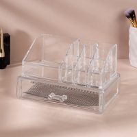 Органайзер для хранения, 9 секций, с выдвижным ящиком, 18,5 &times; 10 &times; 11,5 см, в картонной коробке, цвет прозрачный