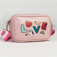 Сумка детская для девочки Love на молнии, цвет розовая