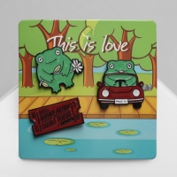 Набор значков (3 шт.) &laquo;Лягушачья романтика&raquo;, цветной в чёрном металле