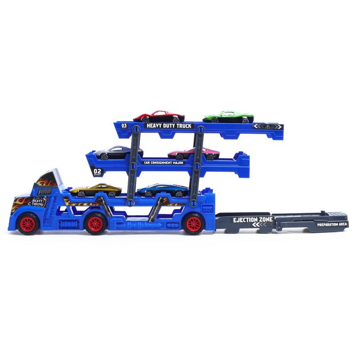 Грузовик &laquo;Пламя&raquo;, с 6 металлическими машинами и запуском, МИКС