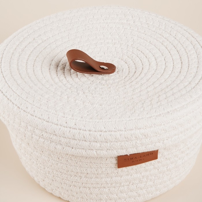 Корзина для хранения SL Home &laquo;Бэлл&raquo;, плетёная ручной работы, большая, 32&times;32&times;16 см, цвет белый