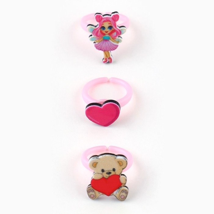 Кольцо 3 шт с тату Cute girl 8 х 12 см