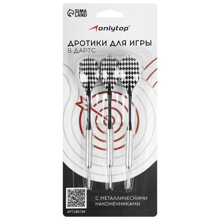 Дротики для дартса ONLYTOP, 3 шт., металлический наконечник, вес 16 г, цвета МИКС
