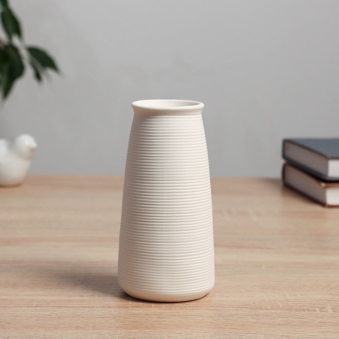 Керамическая ваза для цветов, сухоцветов &laquo;Эллиот&raquo; классик, настольная, d-4.5 см, 14&times;6 см, белый