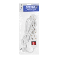 Сетевой фильтр 5bites SP4W-118 4S, 4 розетки, 1.8 м, 10 А, 3х0.75 мм2, с выкл., белый