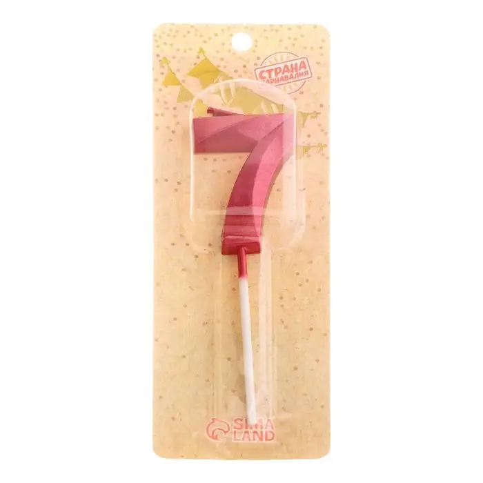 Свеча в торт на шпажке &laquo;Цифра 7&raquo;, красная, 5 см