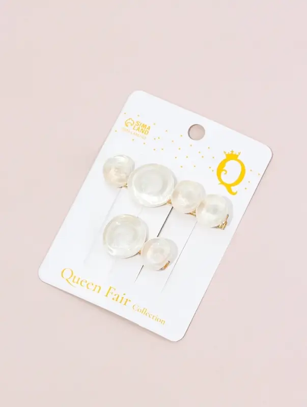 Зажим для волос "Адель" (набор 2 шт) 6,5 и 4 см, белый