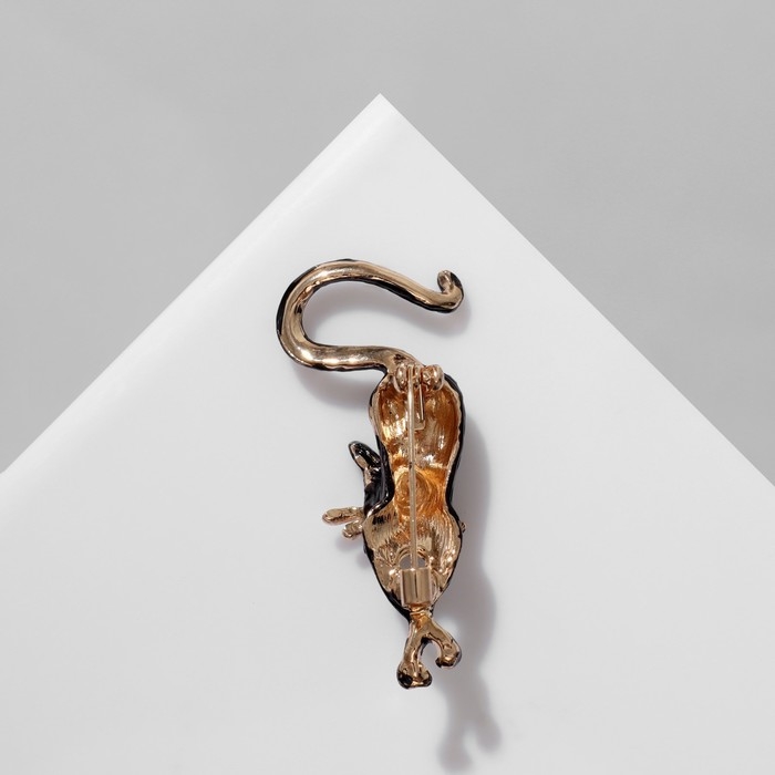 Брошь &laquo;Кошка&raquo; грация, цвет чёрный в золоте