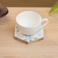 Подставка под горячее (набор 4 шт) "Черепаха и цветы" дерево манго 15х13х5 см