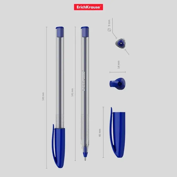 Ручка шариковая ErichKrause U-108 Classic Stick, игольчатый узел 1.0 мм, чернила синие, ультра-мягкое письмо