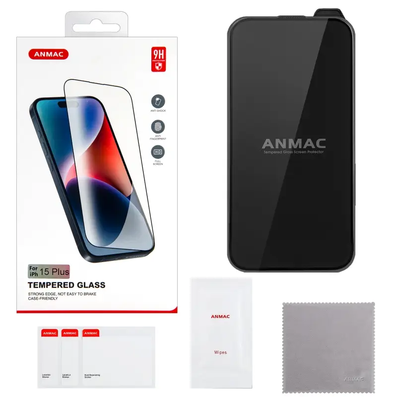 Защитное стекло iPh 15 Plus/ iPh 16 Plus Full Cover ANMAC черное Арт.1137457