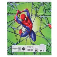 Тетрадь в линейку 24 листа, 5 видов МИКС, тиснение, обложка мелованный картон, &laquo;Человек-паук&raquo;