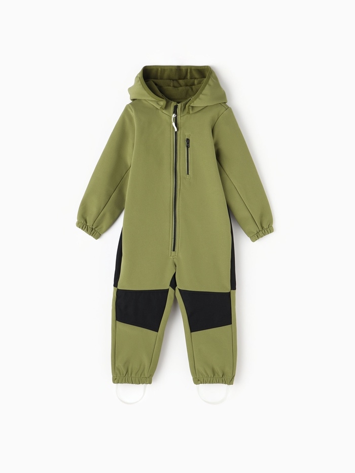 Комбинезон демисезонный для мальчиков MINAKU из Softshell на флисе, непромокаемый, оливковый, рост 98 см