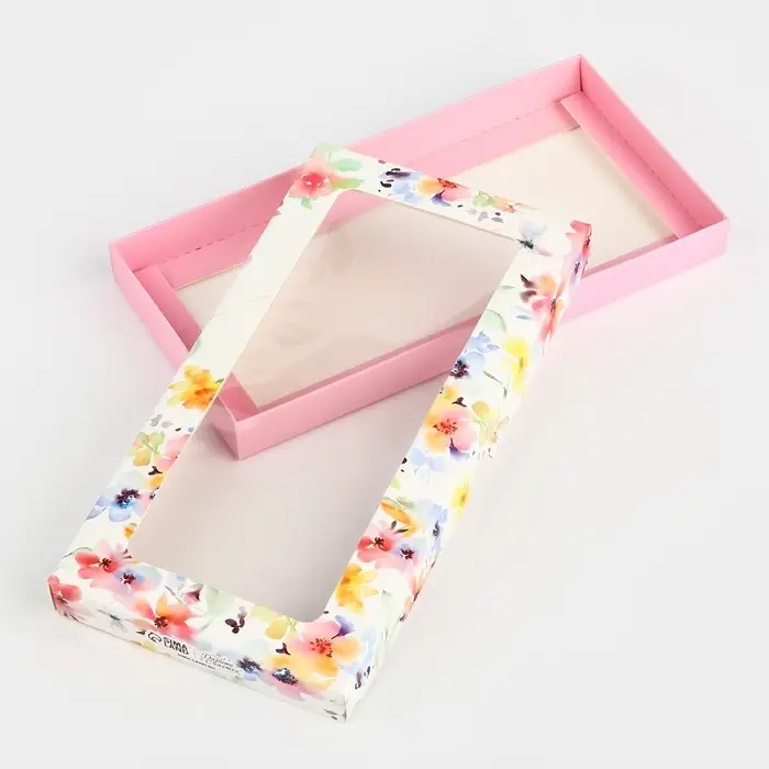 Коробка для шоколада &laquo;Цветы&raquo;, с окном, 9.4 х 1.7 х 18.4 см