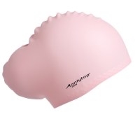 Шапочка для плавания силиконовая для длинных волос, цвет розовый