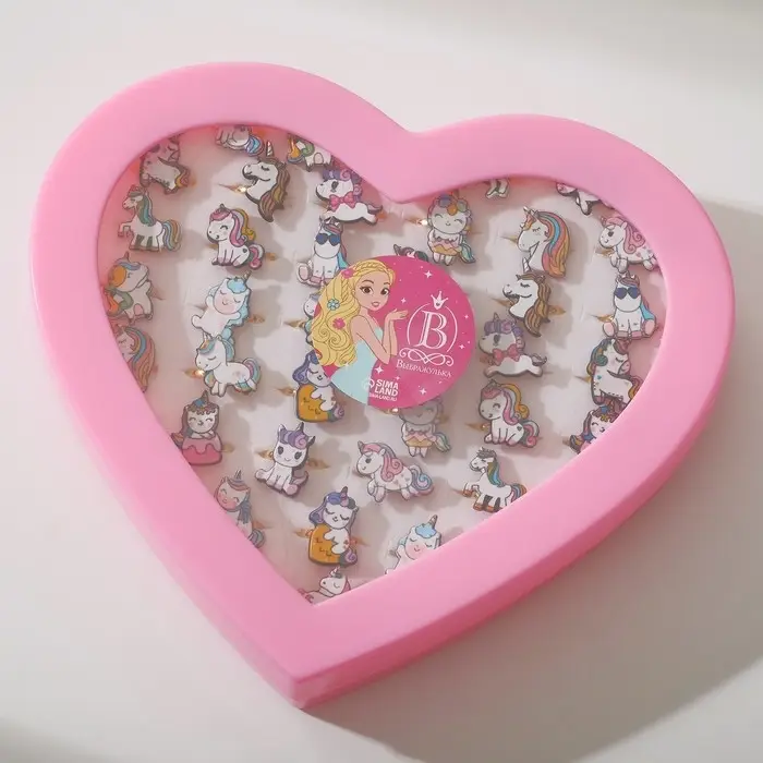 Кольцо детское Выбражулька &laquo;Единороги&raquo;, форма МИКС, цветное, безразмерное