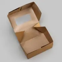 Коробка складная, с окном, крафт, 15&times;10&times;7 см