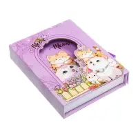 Записная книжка подарочная, 45 листов, линия, на замке Котики (16,3х12,7см)