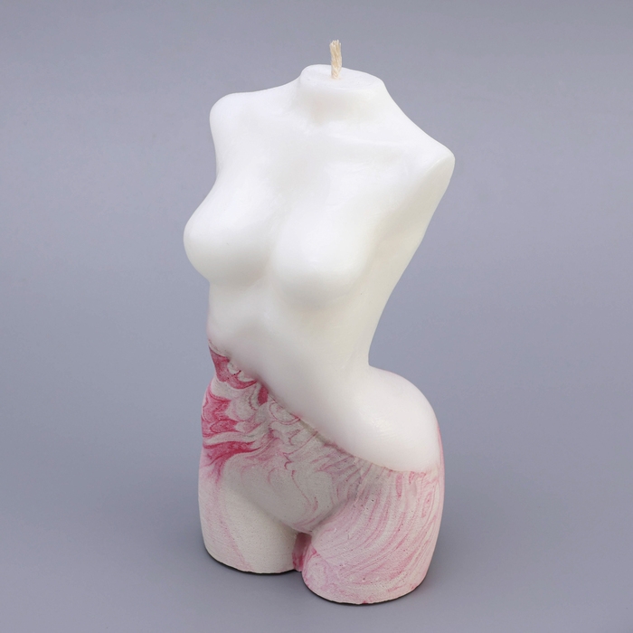Свеча фигурная на бетоне "Женский силуэт", 15х7 см, розовая