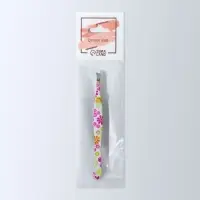 Пинцет скошенный, узкий, 8.5 см, рисунок МИКС