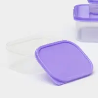 Набор контейнеров пищевых прямоугольных Доляна, 3 шт: 150 мл, 500 мл, 1,2 л, цвет сиреневый