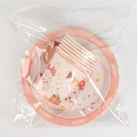 Набор бумажной посуды "Счастливый зайка", набор 12 шт. Набор бумажной посуды "Счастливый зайка", набор 12 шт.