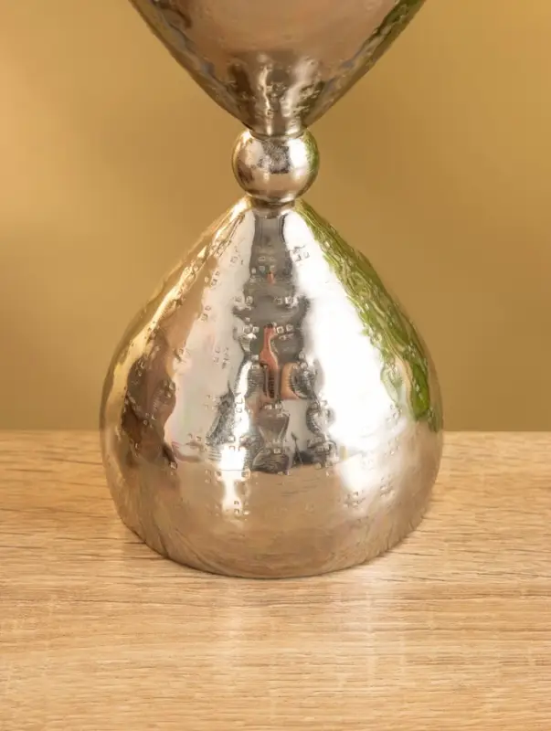 Подсвечник "Песочные часы" алюминий 8,5х19 см, цв. серебро