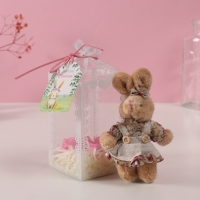 Набор подарочный "Зайка в платье" мыльные розовые розы 5 шт, роса 7х7х12 см