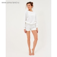 Пижама женская (свитшот, шорты) MINAKU: New happy, размер 54, белая